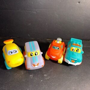 Set Of 4 Playtek Vroom And Zoom Colorful Plastic Toddler Toy Cars